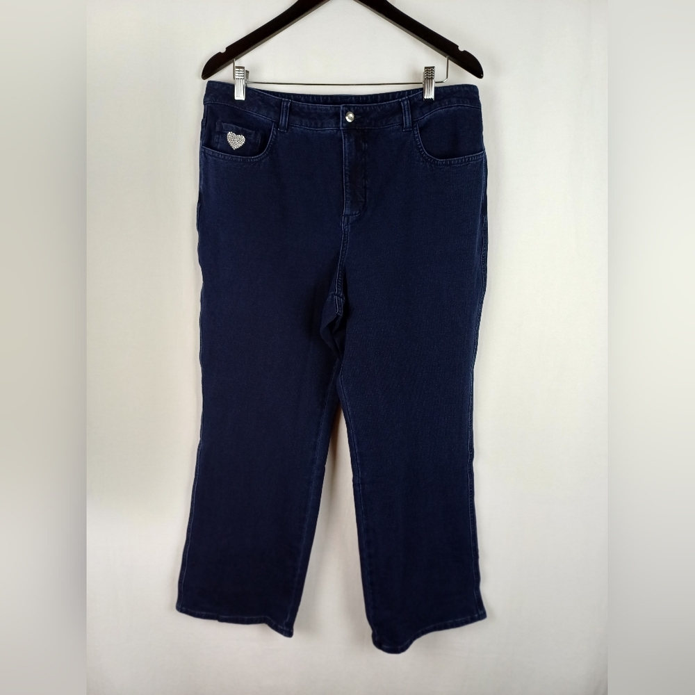 NWOT Quacker Factory Jeans Bootcut Dream Jeannes Dark Indigo Size 16 A210151